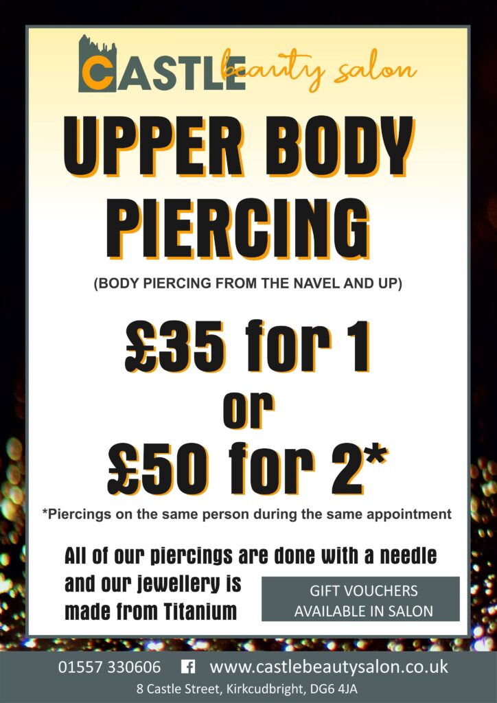 upper body piercing at Cactle beauty salon